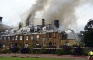 Fire crews fight a fire at Crathorne Hall