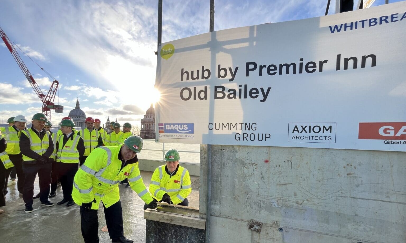 Whitbread celebrates topping out of Premier Inn Snow Hill